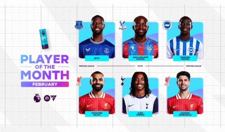 英超2月最佳候選：貝托、馬特塔、明特、薩拉赫、斯賓塞、索博