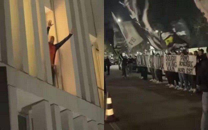 都體：尤文球迷來到酒店外支持新主帥，圖多爾向球迷們揮手致意